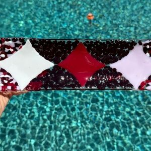 Fused glass plate - 12.25x3.5x.75 inches - handmade